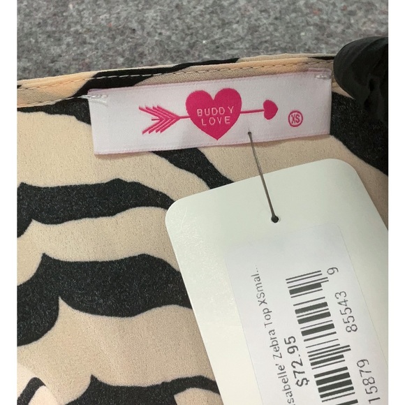 BuddyLove Isabella Smocked Crop Animal Zebra Top Women’s XS - Picture 4 of 5